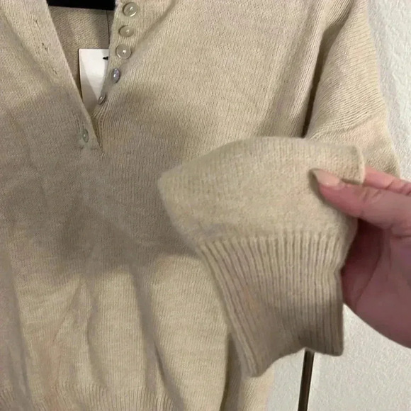 NWT Cream Sweater With Buttons - Picture 3 of 5